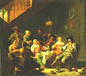 Men And Women Merrymaking In An Inn by Willem van, the Elder Herp