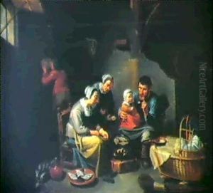 Interior Med Familien Samlet Omkring Maltidet by Willem van, the Elder Herp