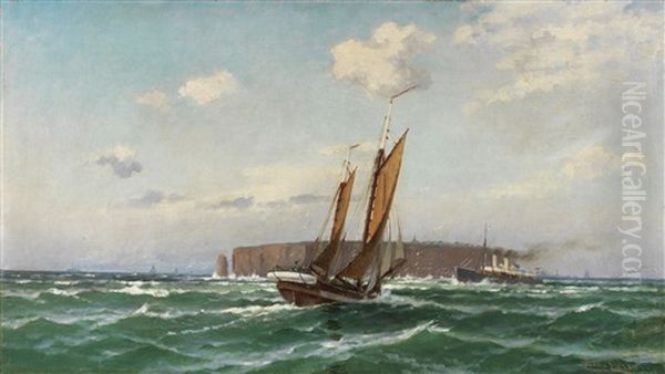 Segelboot Und Dampfer Vor Helgoland - view 1