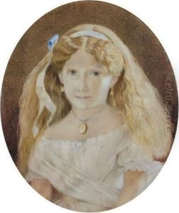 Portrait De Jeune Fille Au Ruban Bleu by Charles Burton Barber