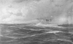 Kriegsschiff Der Kaiserlichen Marine Auf Hoher See by Franz Karl Herpel