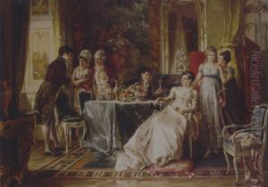Elegant Figures In An Interior by Carl Herpfer