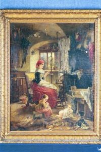 Mother And Children In An Interior