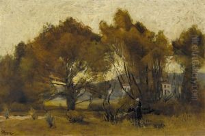 Wiesenlandschaft Mit Zwei Bauerinnen by Leon Pierre Herpin
