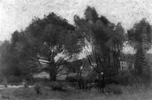 Zwei Bauerinnen Vor Einer Baumgruppe by Leon Pierre Herpin
