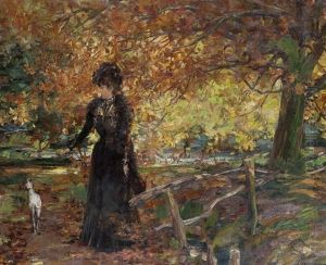 Sous-bois Anime D'une Femme Bourgeoise Promenant Son Chien Sous-bois Anime D'une Femme Bourgeoise Promenant Son Chien