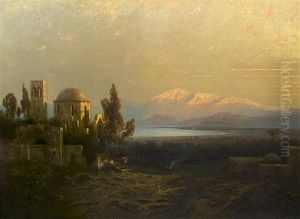 View Of The Plain Of Paphos With Mount Olympia In The Background by Johann Andreas Herrenburg