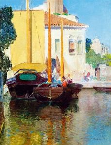 Sailing Boats In Venice by Cesar Maria Herrer Marcher
