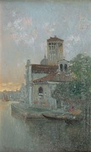 Abendstimmung Am Canale Grande In Venedig