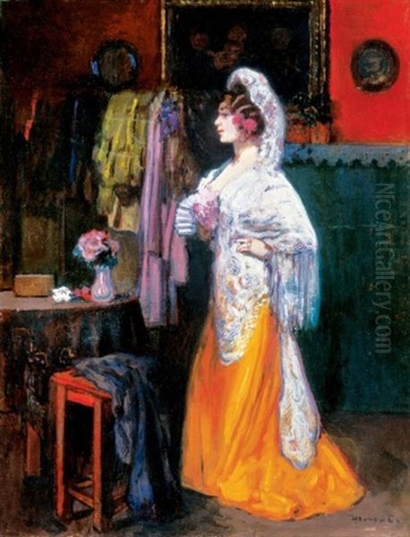 Fiatal Holgy Viragcsokorral (young Woman With A Bunch Of Flowers) - view 1