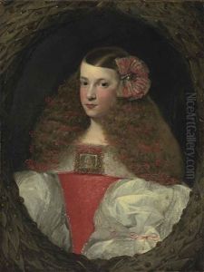 Portrait Of A Young Girl, Half-length, In A Feigned Wreath