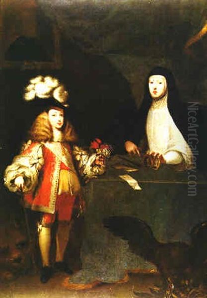 Retrato De Carlos Ii Nino Con Su Madre La Reina Mariana De Austria - view 1