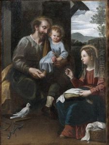 Sainte Famille Dans Un Encadrement Simule by Francisco (El Mozzo) Herrera the Younger