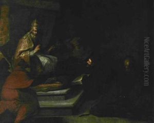 Der Hl. Franz Von Assis Uberreicht Knied Papst Honorius Iii by Francisco (El Mozzo) Herrera the Younger