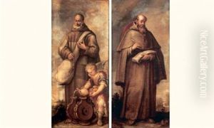 Moine Dans Un Paysage (+ Another, Similar; Pair) by Francisco (El Mozzo) Herrera the Younger