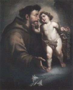 Saint Francis And The Christ Child by Francisco (El Mozzo) Herrera the Younger