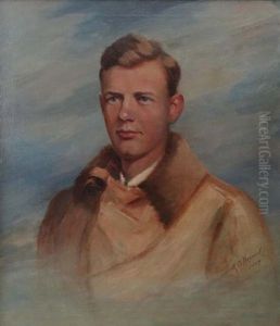Portrait Of The Pioneering Aviator Charles Lindbergh In Flying Jacket by Margaret Cox Herrick