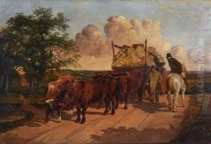 Man On Horseback Talking To Ox Wagon Leader by Benjamin Herring Jr.