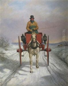 A Gentleman In A Gig On The Open Road In Winter by Benjamin Herring Jr.
