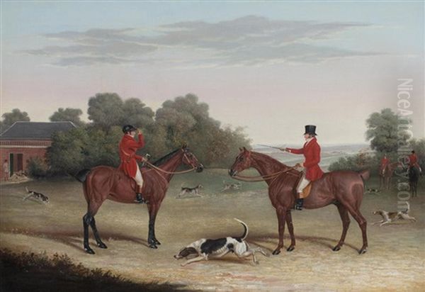 A Master And Huntsman Outside Kennels - view 1