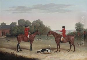 A Master And Huntsman Outside Kennels