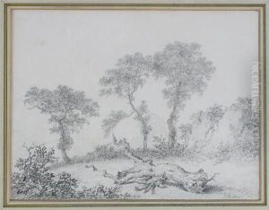Three Trees In A Landscape by Joseph Ii Barber