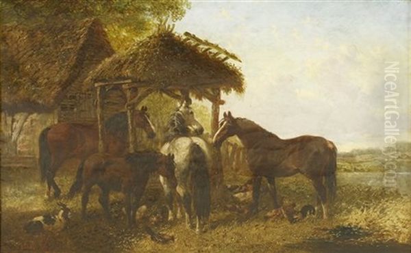 Horses In A Farmyard - view 1