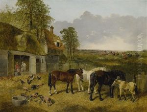 A Peaceful Farmstead by John Frederick Herring the Younger