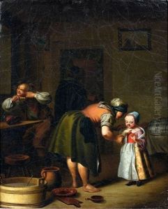 Interieurszenen (pair) by Johann Andreas Herrlein