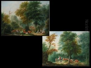 Hirten Bei Der Rast (+ Die Ruckkehr Vom Markt; Pair) by Johann Andreas Herrlein
