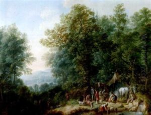 Waldlandschaft Mit Jagdgesellschaft