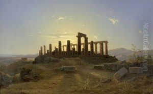 Das Tal Der Tempel In Agrigent Im Abendlichen Sonnenlicht