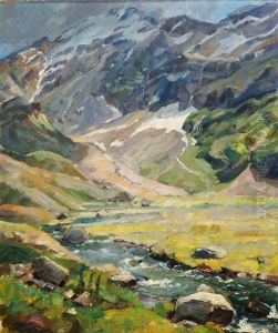 Gebirgslandschaft Mit Bach by Caspar Josef Herrmann