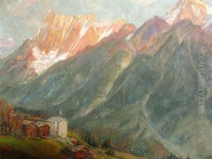 Abend Im Lotschental / Bei Eisten / Breithorn by Caspar Josef Herrmann