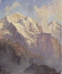 Bei Der Schynige-platte Jungfrau Und Breitenhorn Am Abend by Caspar Josef Herrmann