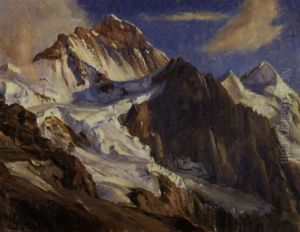 Jungfrau Mit Giessengletscher by Caspar Josef Herrmann