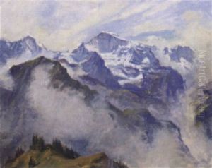 Morgen Auf Der Schynige Platte (monch Und Jungfrau) by Caspar Josef Herrmann