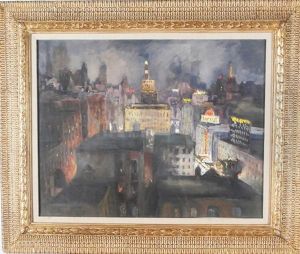 Capitol Theatre (looking South From 34th Floor From Park Central Hotel, 56th Street & 7th Ave, New York) by Frank S. Herrmann