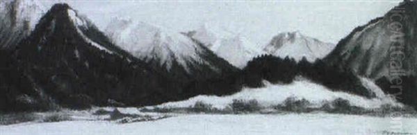 Verschneites Bergtal - view 1