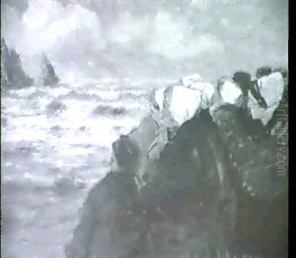Fischerfrauen Erwarten Am Strand Ein Schiff - view 1