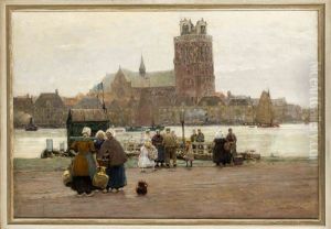 Ansicht Von Dordrecht Auf Die Gotische ''grote Kerk'' Mit Unvollendetem Turm