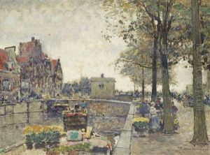 A Flower Barge On The Canal by Hans Herrmann