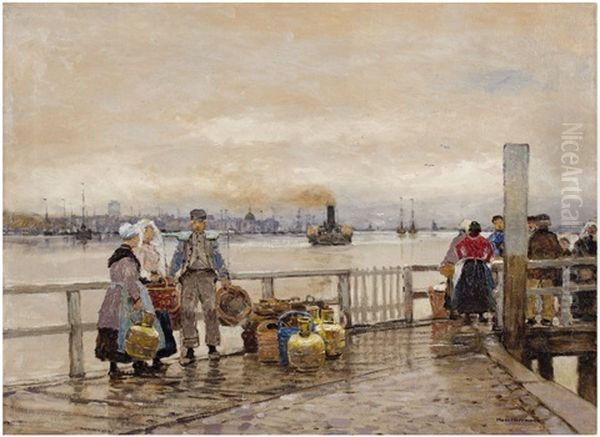 A Market Scene By A Dutch Harbour - view 1