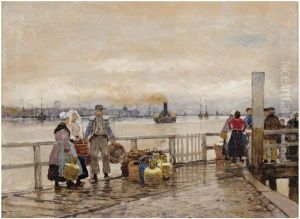 A Market Scene By A Dutch Harbour A Market Scene By A Dutch Harbour