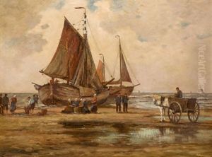 Fischerboote Im Watt by Hans Herrmann
