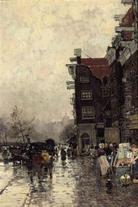 Strasse In Amsterdam (a Busy Day In Amsterdam) by Hans Herrmann