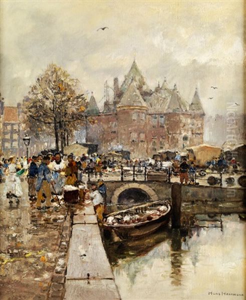 Der Neue Markt In Amsterdam Mit Blick Auf Eine Kanalgracht - view 1