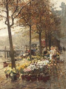 Blumenmarkt Im Amsterdam by Hans Herrmann