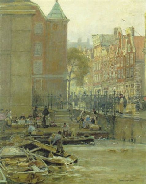 Lastschiffe Vor Der Waag Auf Dem Nieuwmarkt In Amsterdam - view 1