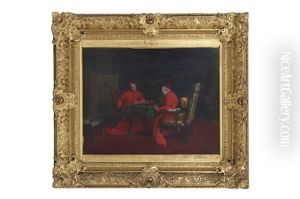 Deux Cardinaux Jouant Aux Echecs by Leo Herrmann